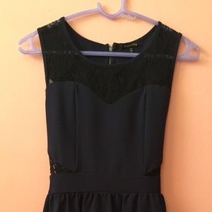 Max and Riley (S) Black and blue lace back dress